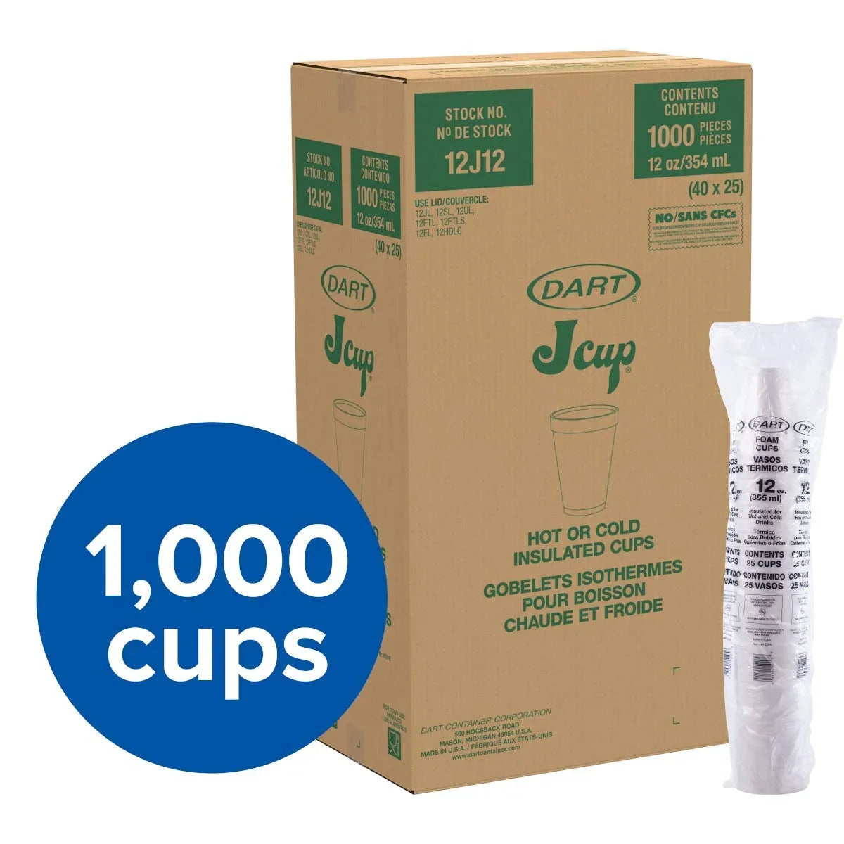 Dart 12J12 12 oz Pillow Cup (Case of 1000)