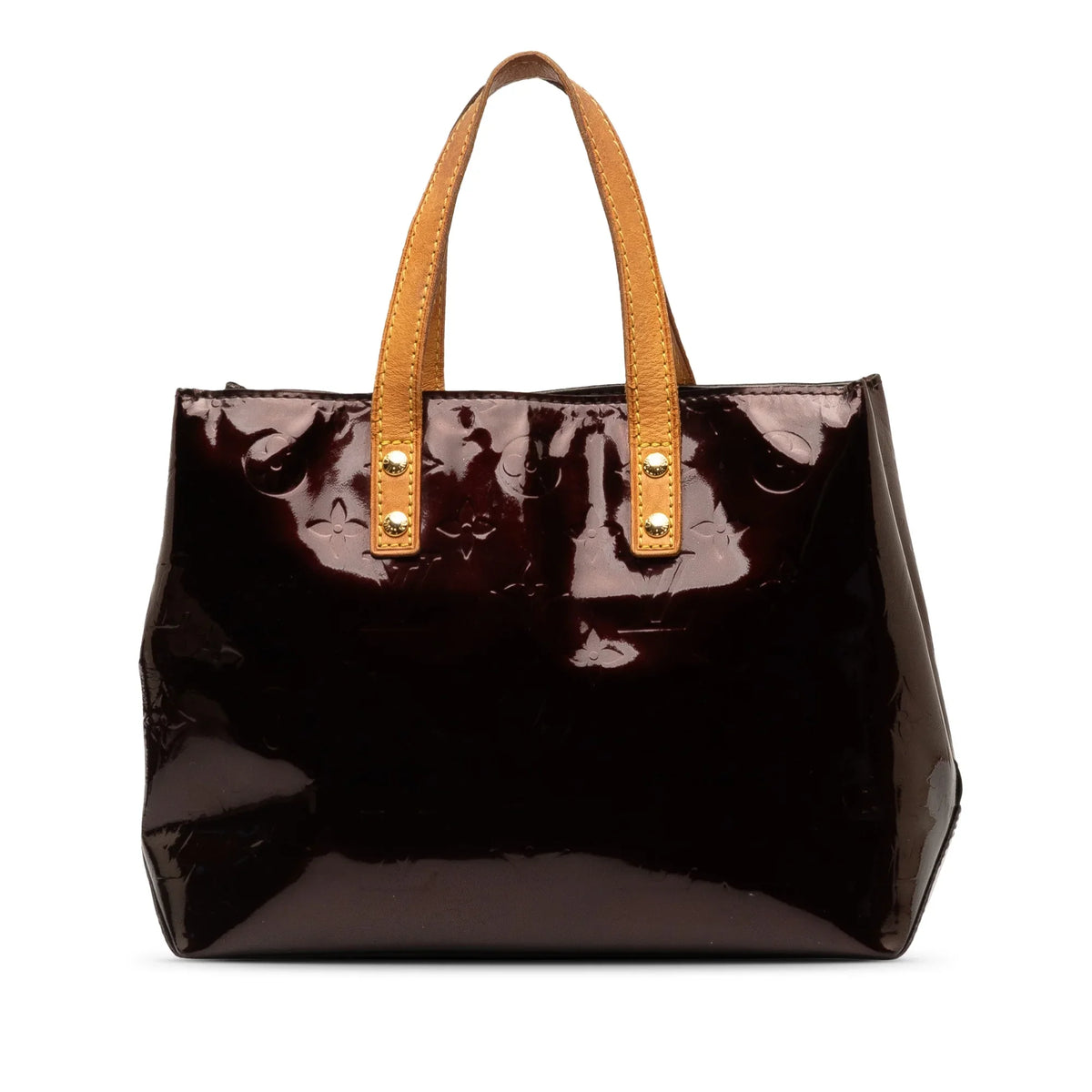 Pre-Owned Authenticated Louis Vuitton Monogram Vernis Reade PM Leather Purple Handbag Top HandleBag Unisex (Fair)