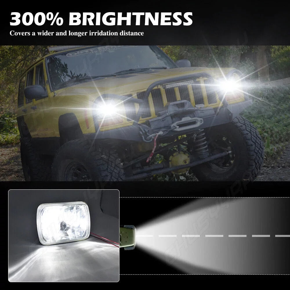 NEW 5X7" 7x6" LED Headlights For 1986-1995 Jeep Wrangler YJ 1984-2001 Cherokee XJ Lampshade Pack of 2