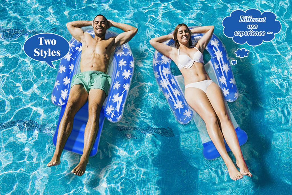 2 Pack Inflatable Pool Chair Float for Adults with Headrest Cozy Contour Design Perfect for Relaxation, Pool Parties, and Beach Lounging