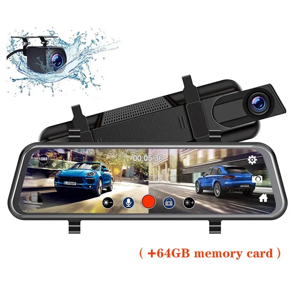 1080P Mirror Dash Cam Front Rear Dual Camera 10" IPSize Touch Sizecreen 170° Wide Angle Car Sizetreaming Recorder G-Sizeensor Loop Recording