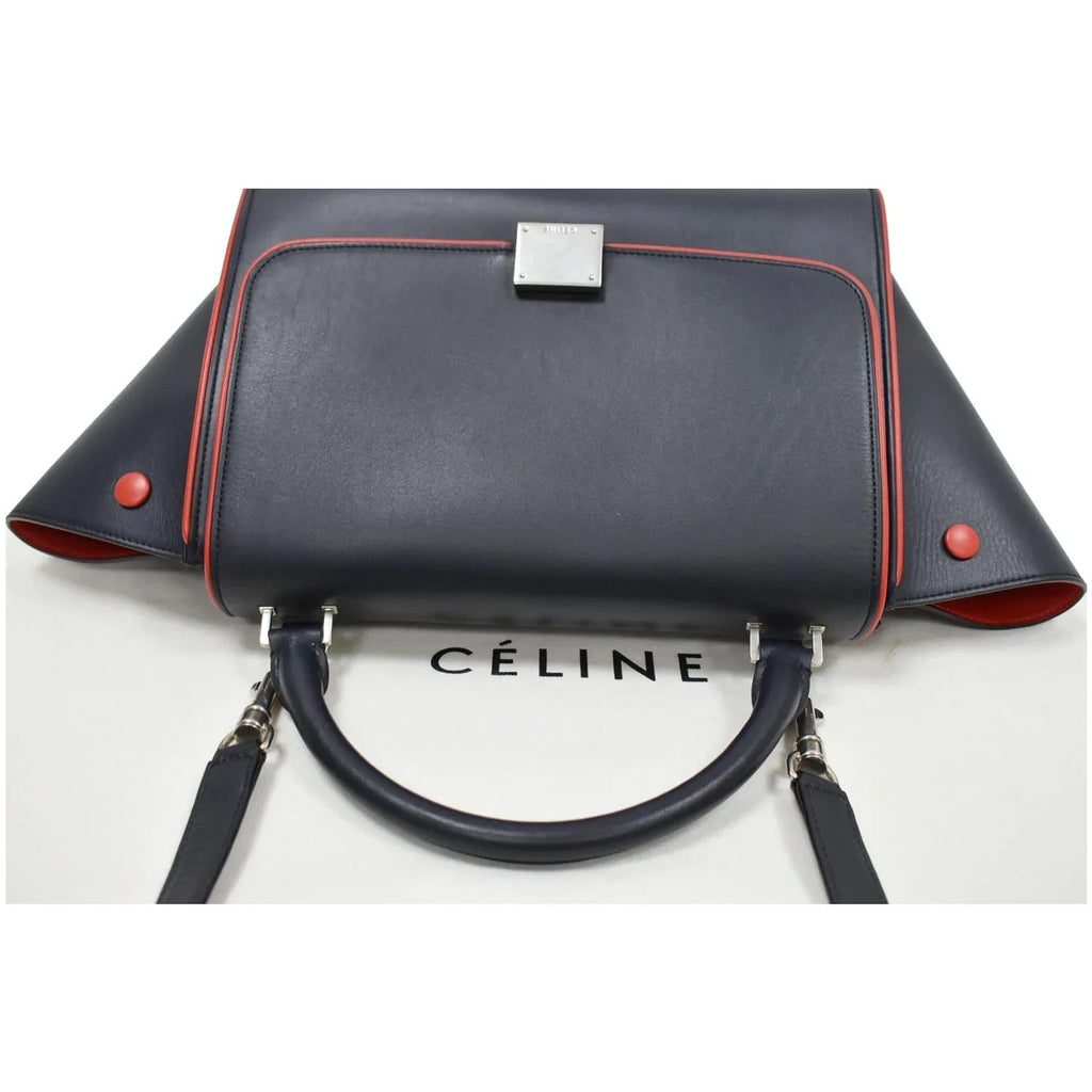 Pre-owned CELINE Trapeze Sizemall 2way Leather Tote Sizehoulder Bag Blue