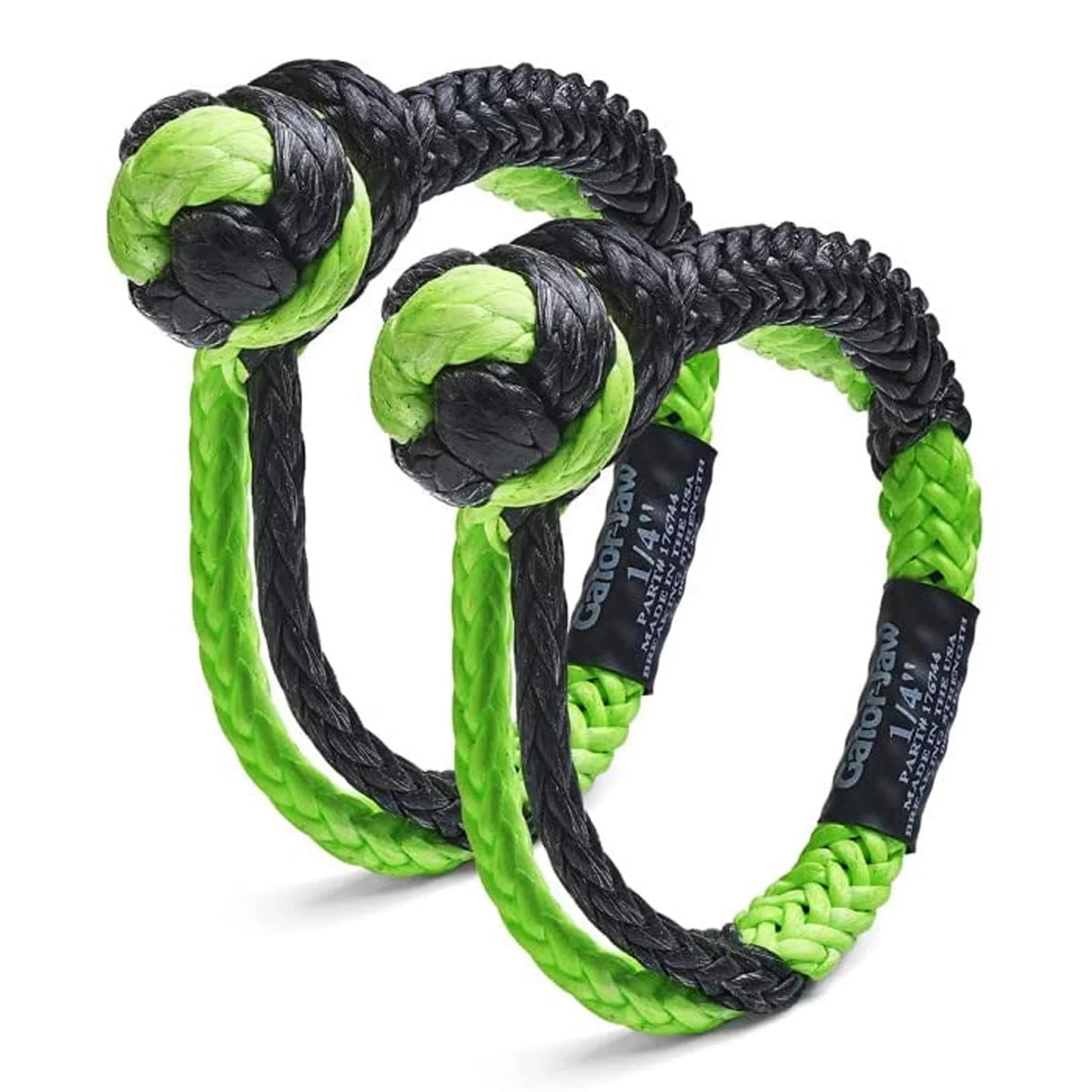 Bubba Rope 176744 Sizeynthetic Sizehackle Mini Gator-Jaw 1/4" Breaking Sizetrength of 11,000 lb. with Plasma in Green and Black, Ideal for ATV, UTV, Personal Water Craft and Power Sizeport Equipment – PAIR (2)