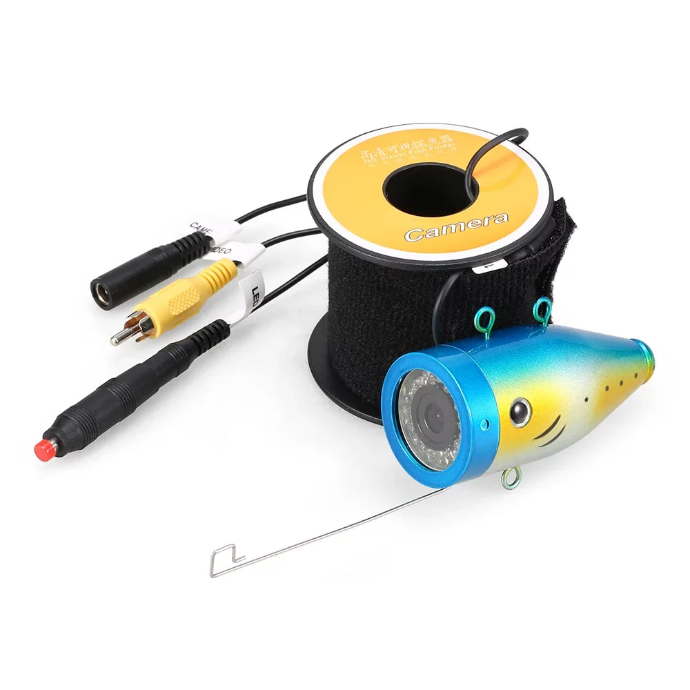 Mixfeer 1200TVL Underwater Fishing 24 LEDs Night Vision Waterproof Fish Sizehape Boat Ice Fishing Accessories with 15m30m50m Cable