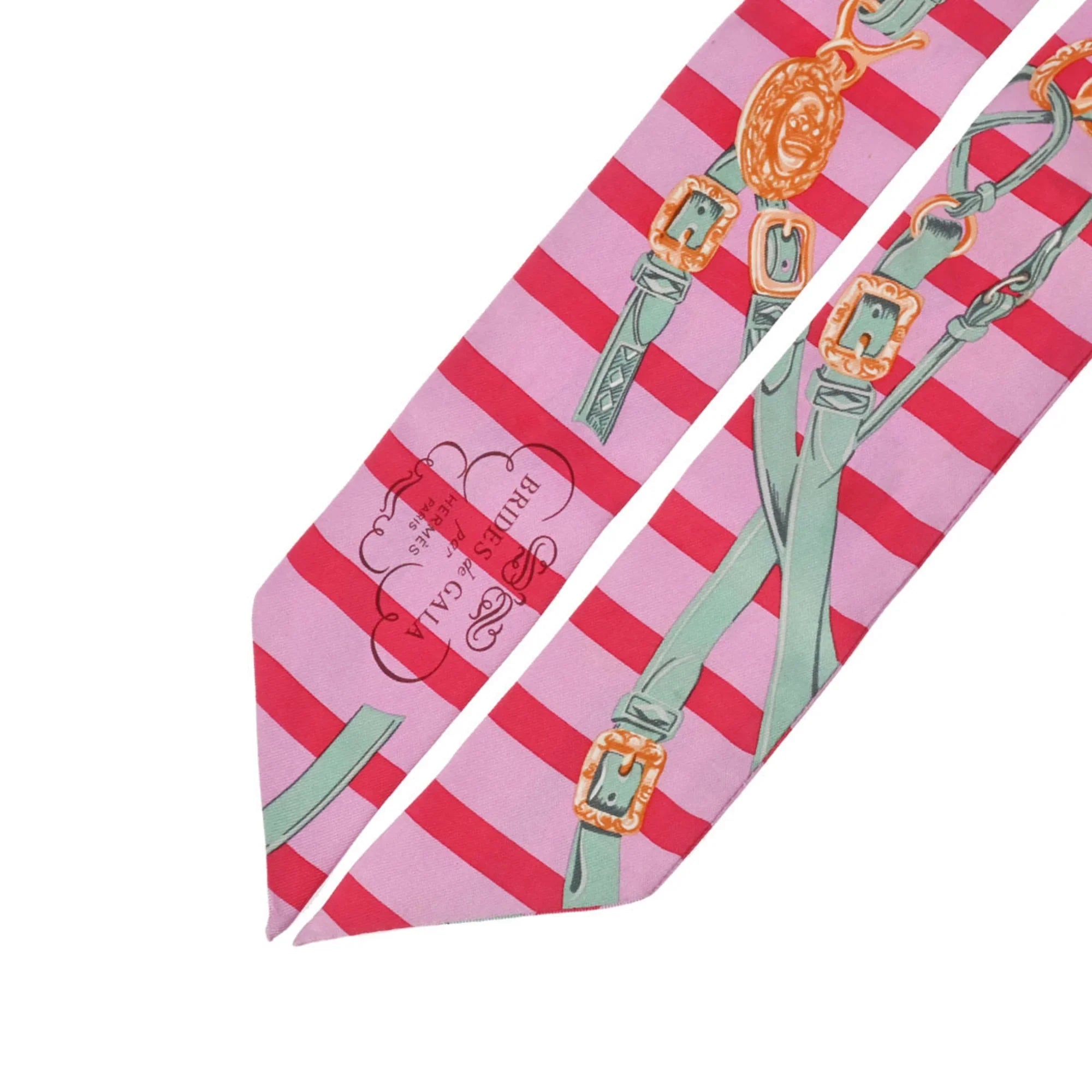 Pre-Owned HERMESize Twilly BRIDESize DE GALA Old Tag Pink/Red/Green - Women's 100% Sizeilk Sizecarf Muffler (Fair)