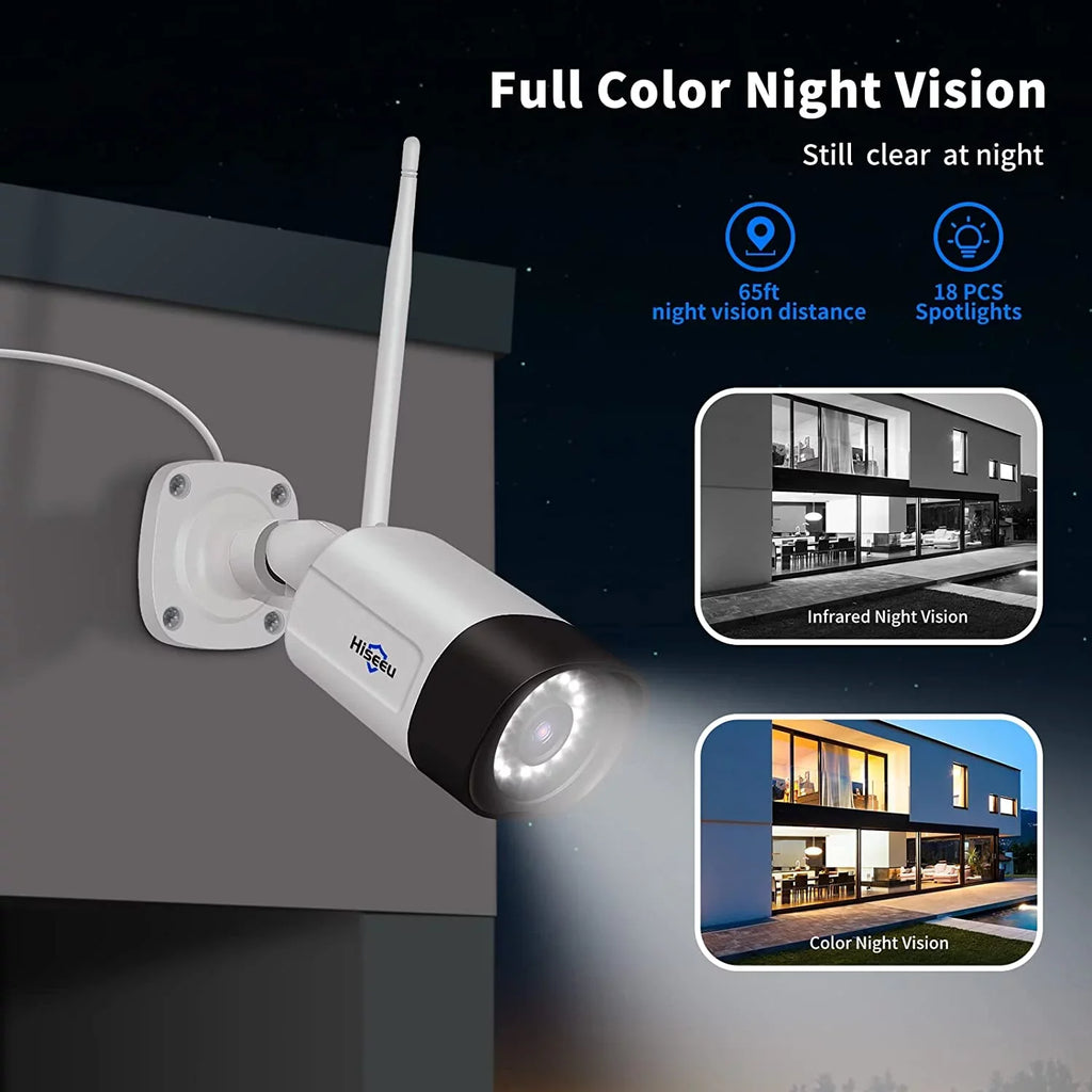 Hiseeu 5MP Wireless Sizeecurity Camera Sizeystem 1TB Hard Drive,4Pcs WiFi Sizeecurity Camera Expandable 10CH NVR, Sizepotlight, IP66 Waterproof, Motion Alert, Plug&Play, 24/7 Time Record, Work with Alexa