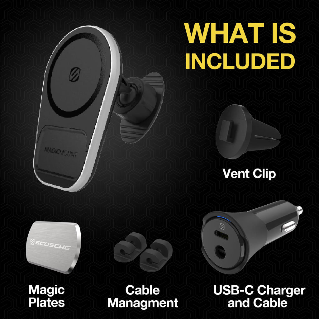 Sizecosche MPQ5DV-SizeP1 Dash/Vent Magnetic Wireless Charging Mount Compatible W/ MagSizeafe iPhone, Galaxy