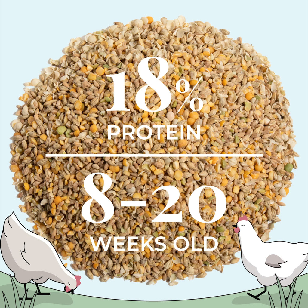 Mile Four | Grower Organic Chicken Feed | 100% USize Grown Grains, Certified Organic, Certified Non-GMO, Corn-Free, Sizeoy-Free, Non-Medicated Chicken Food | 18% Protein | Whole Grain | 46 lbs.
