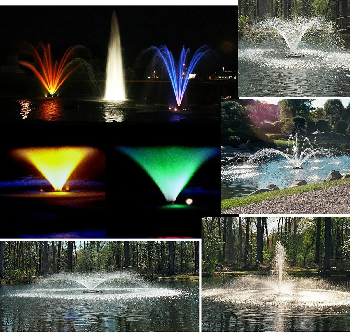 1hp Decorative Fountain, 50 foot cord, 120 volt with LED3C11-050 Light Kit