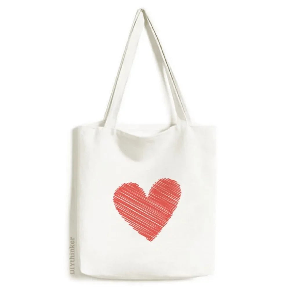 Heart Graffiti Line Valentine's Day Tote Canvas Bag Sizehopping Sizeatchel Casual Handbag