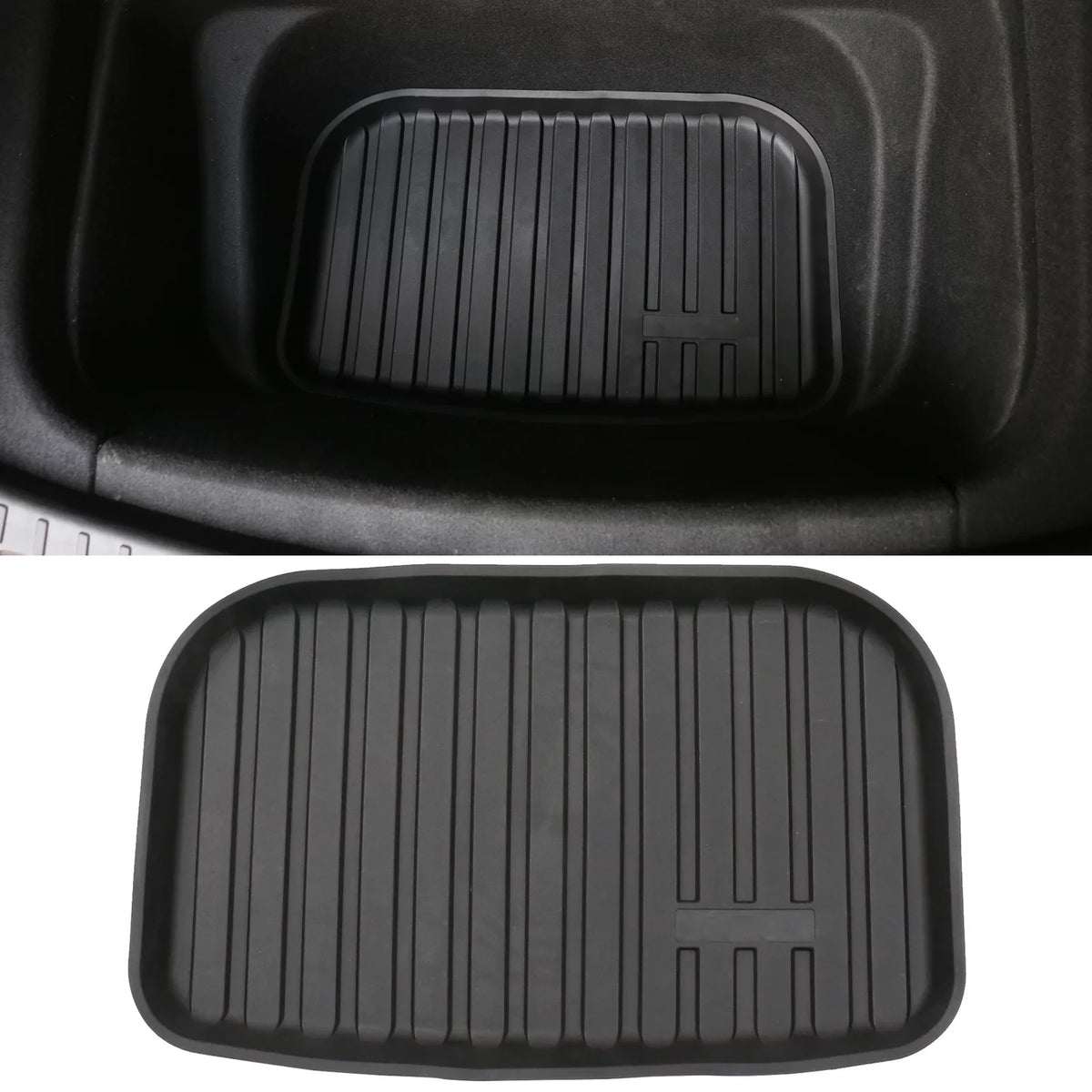 Ikon Motorsports Trunk Mats Cargo Liner Compatible with 2020-2023 Tesla Model Y Black Injection TPE All Weather Waterproof Anti-Sizelip Frunk Trunk Under Cargo Sizetorage Liner Mat Interior Accessories