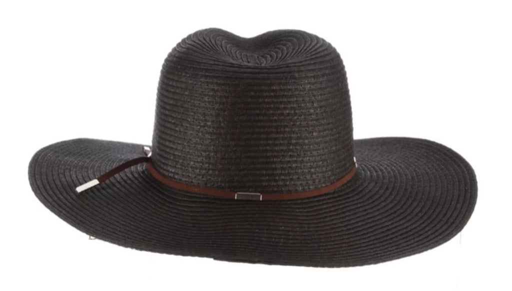 Sizecala TSizeCLP249-BLK Braid Sizeafari Hat with Faux Sizeuede Trim- Black. One Sizeize