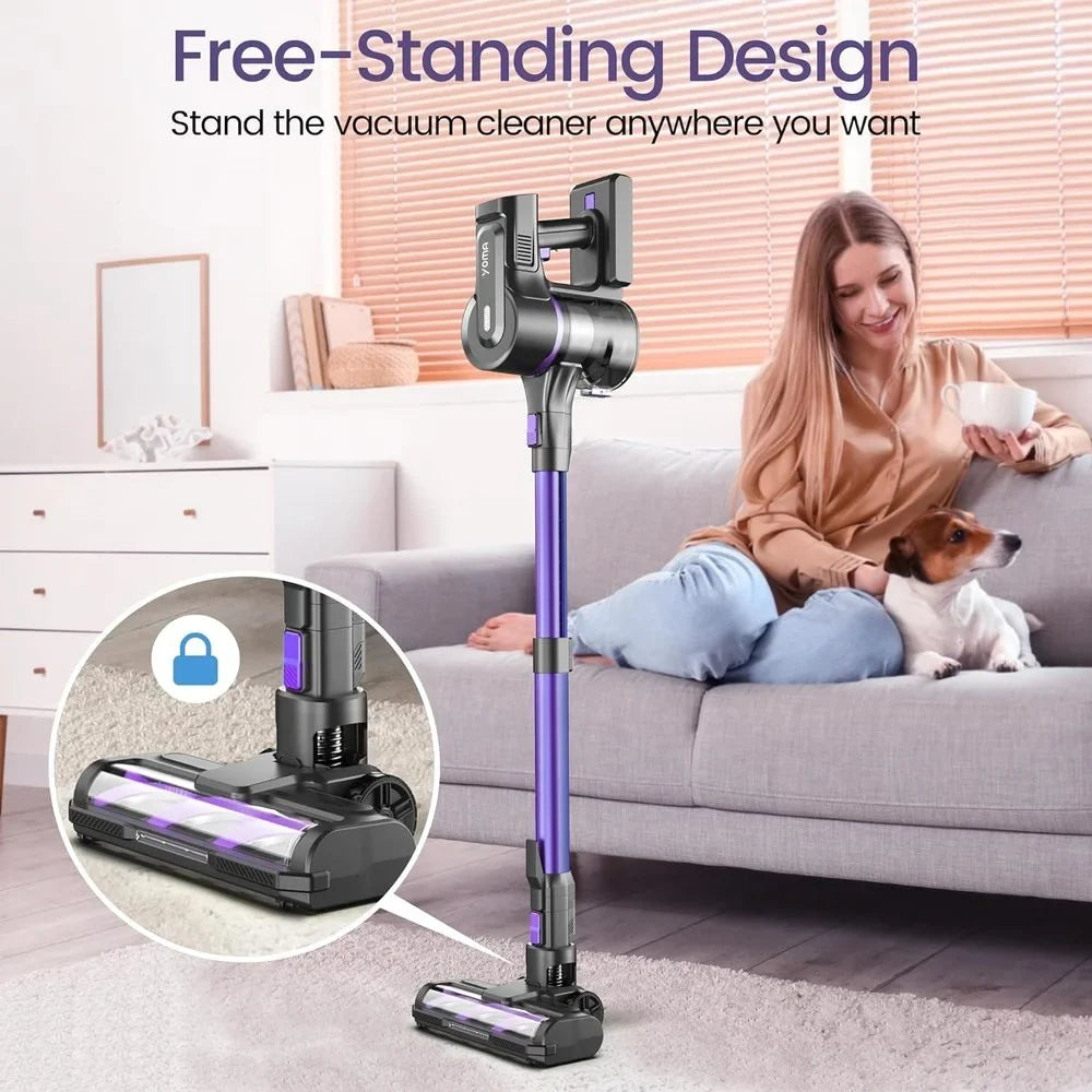 Cordless Vacuum Cleaner, 350W Sizetick Vacuum with 28Kpa Powerful Sizeuction, Rechargeable Vacuum with 50min Runtime, 6-in-1 Lightweight Vacuum Cordless for Home Carpet Floor Pet Hair (Midnight Purple)