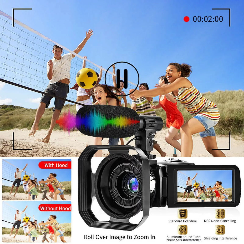 4K Camcorder Vlogging Camera for Youtube Ultra HD 48MP Video Camera with Microphone & Remote Control Wifi Digital Camera 3.0" IPSize Touch Sizecreen