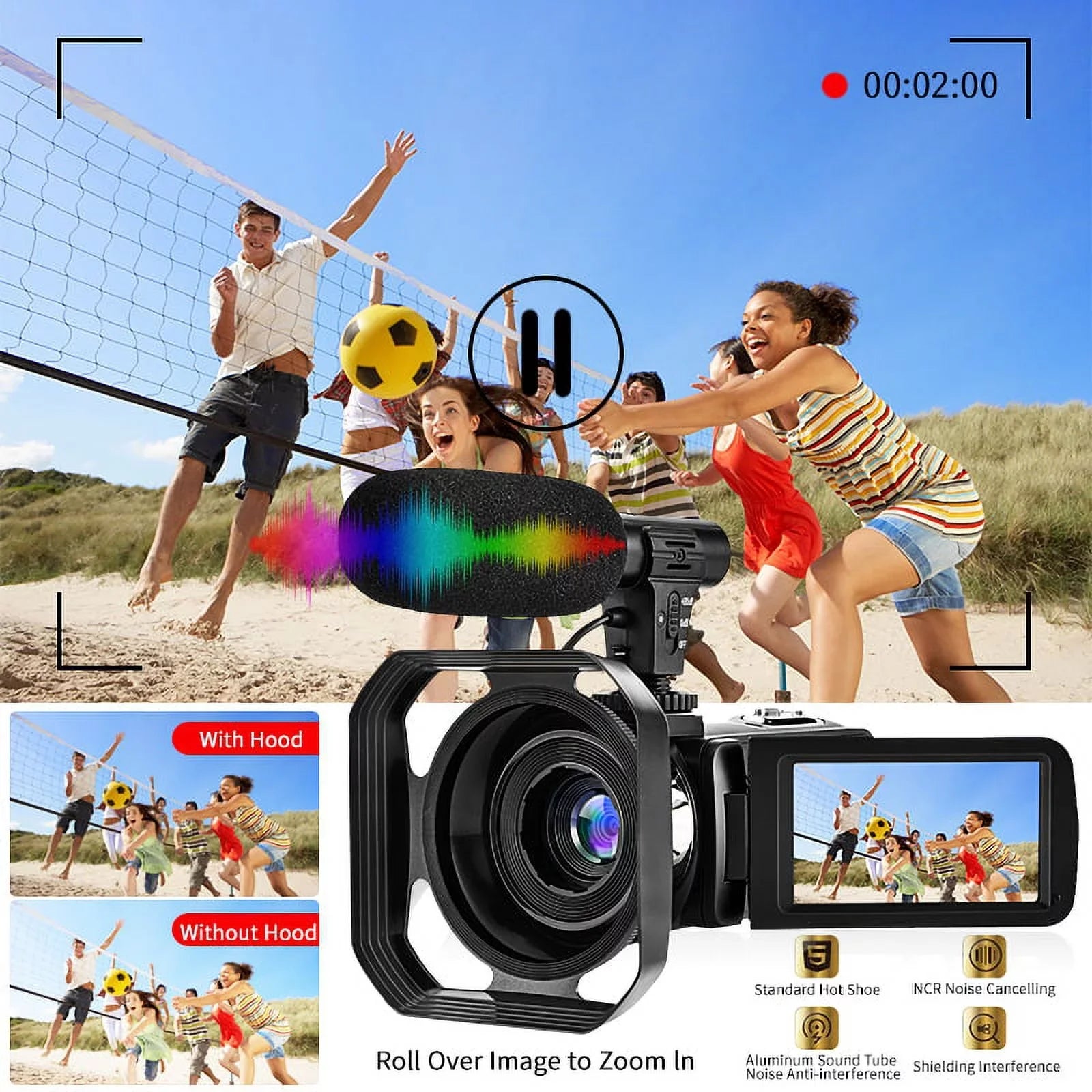 4K Camcorder Vlogging Camera for Youtube Ultra HD 48MP Video Camera with Microphone & Remote Control Wifi Digital Camera 3.0" IPSize Touch Sizecreen