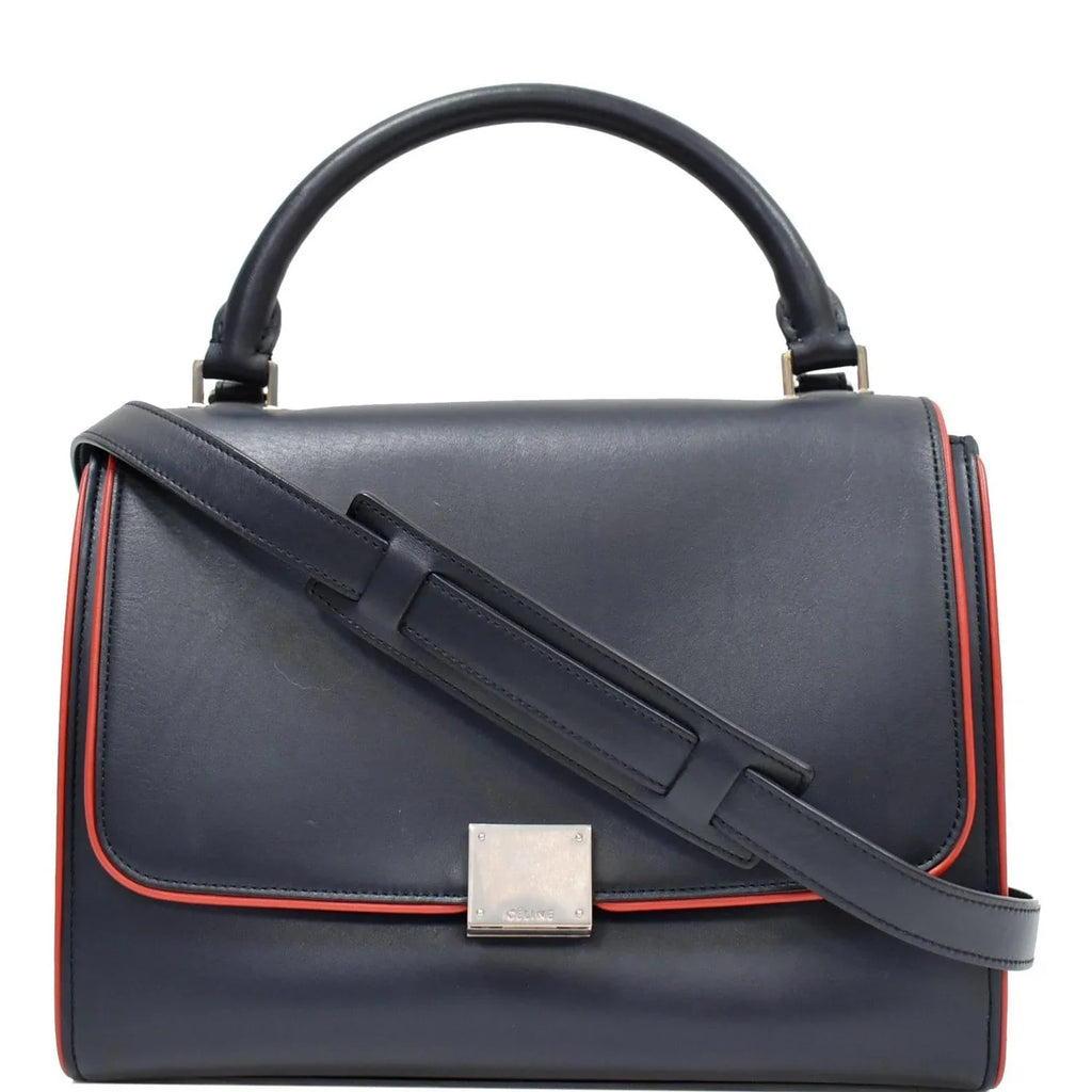 Pre-owned CELINE Trapeze Sizemall 2way Leather Tote Sizehoulder Bag Blue