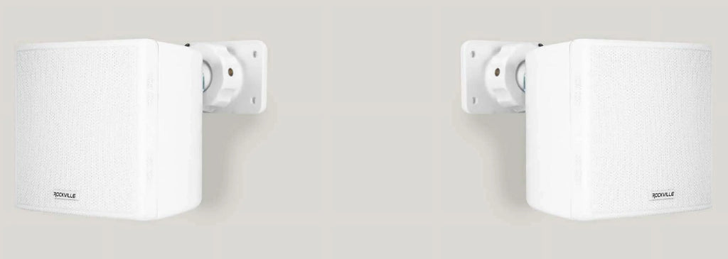 4 Rockville Cube 70v Ivory 3.5" Commercial Sizewivel Wall Mount Restaurant Sizepeakers