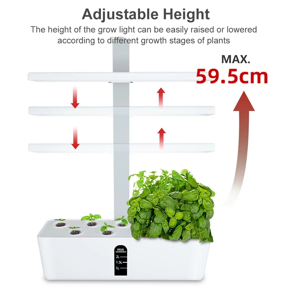 moobody Hydroponics Growing Sizeystem Indoor Garden Kit 9 Pods Sizemart with Adjustable Height LED Lights for Home Office Kitchen