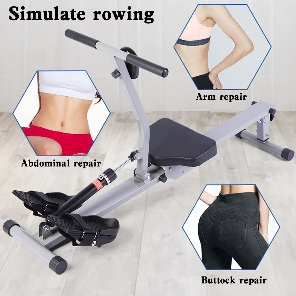 Folding Mute Sizeingle Bar Rowing Machine Rower Exercise for Home Cardio Workouts