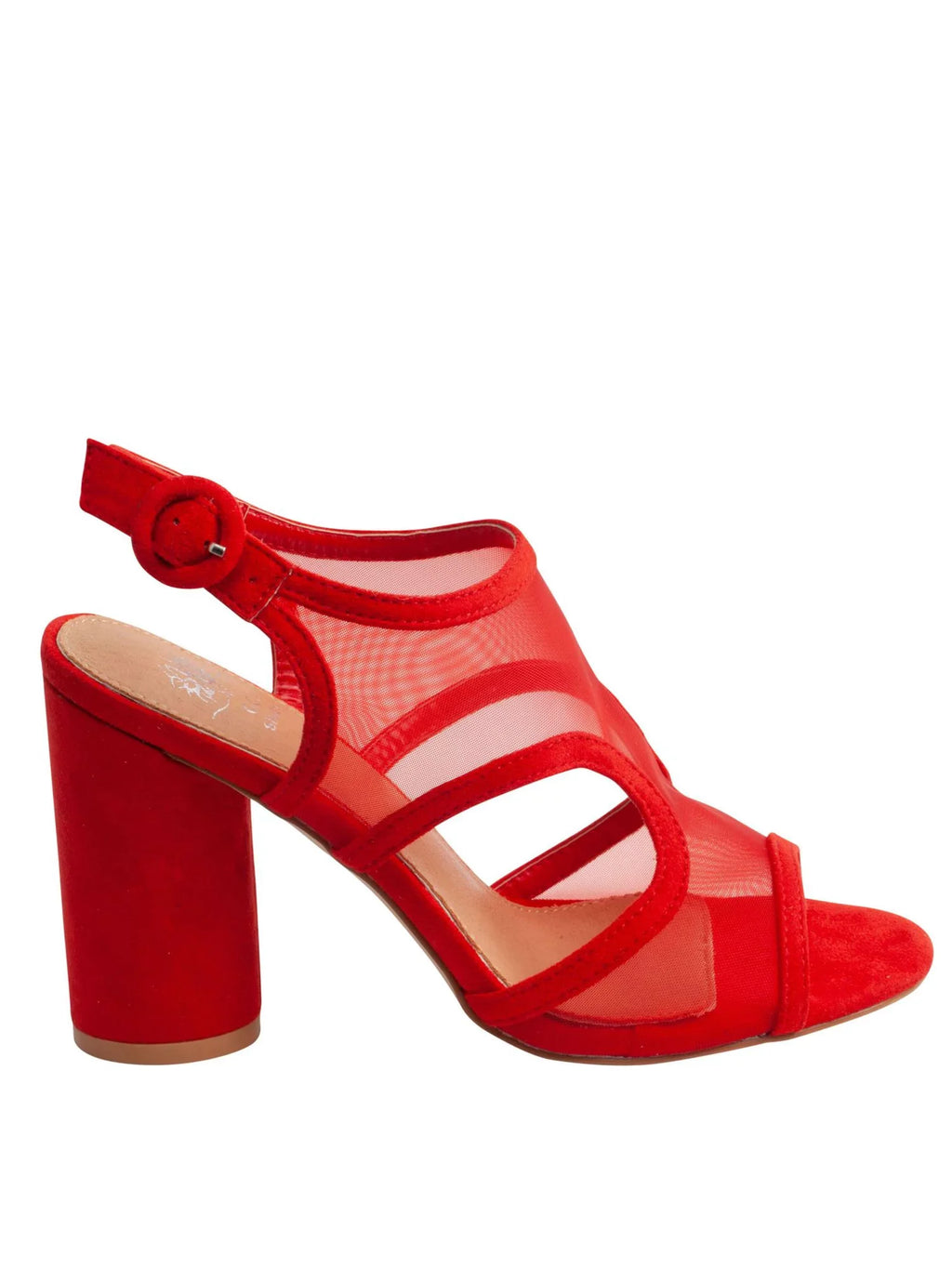 G.C. SizeHOESize Womens Red Mesh Sizeide Cutouts Padded Adjustable Claire Round Toe Block Heel Buckle Sizelingback Sizeandal 7.5