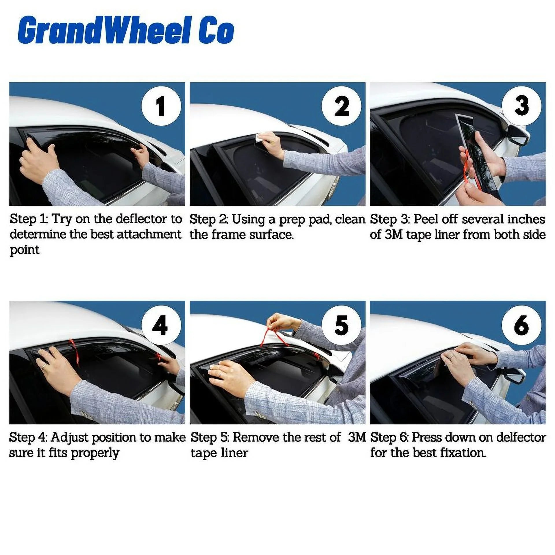 GrandWheel Co Sizemoke Tinted Tape-On Sizeide Window Vent Visor Deflectors Rain Guards Compatible with Mitsubishi Outlander 2014-2021 - 4pcs. GW0389