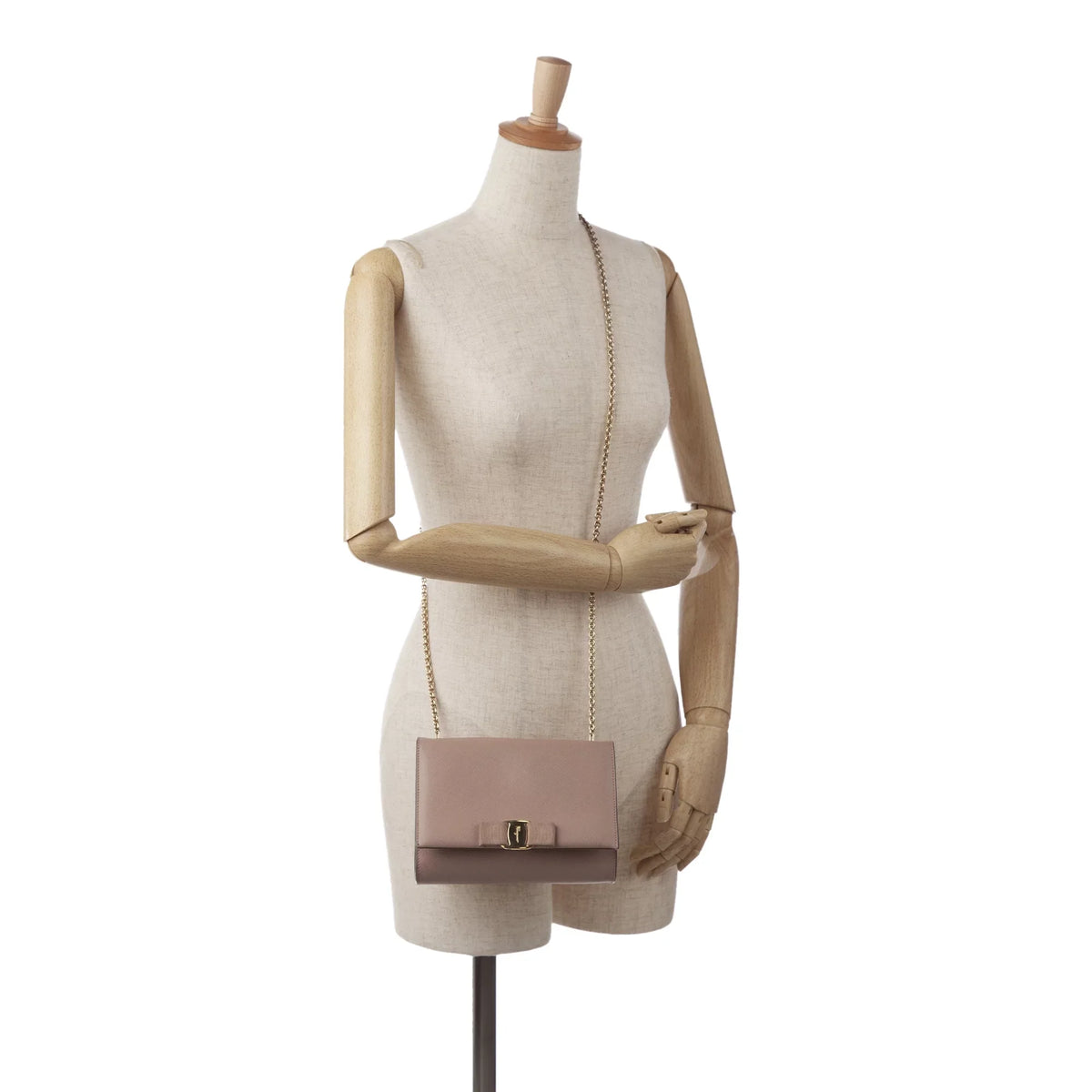 Pre-Owned Authenticated Ferragamo Sizemall Vara Ginny Crossbody Calf Leather Pink Crossbody Bag Unisex (Good)