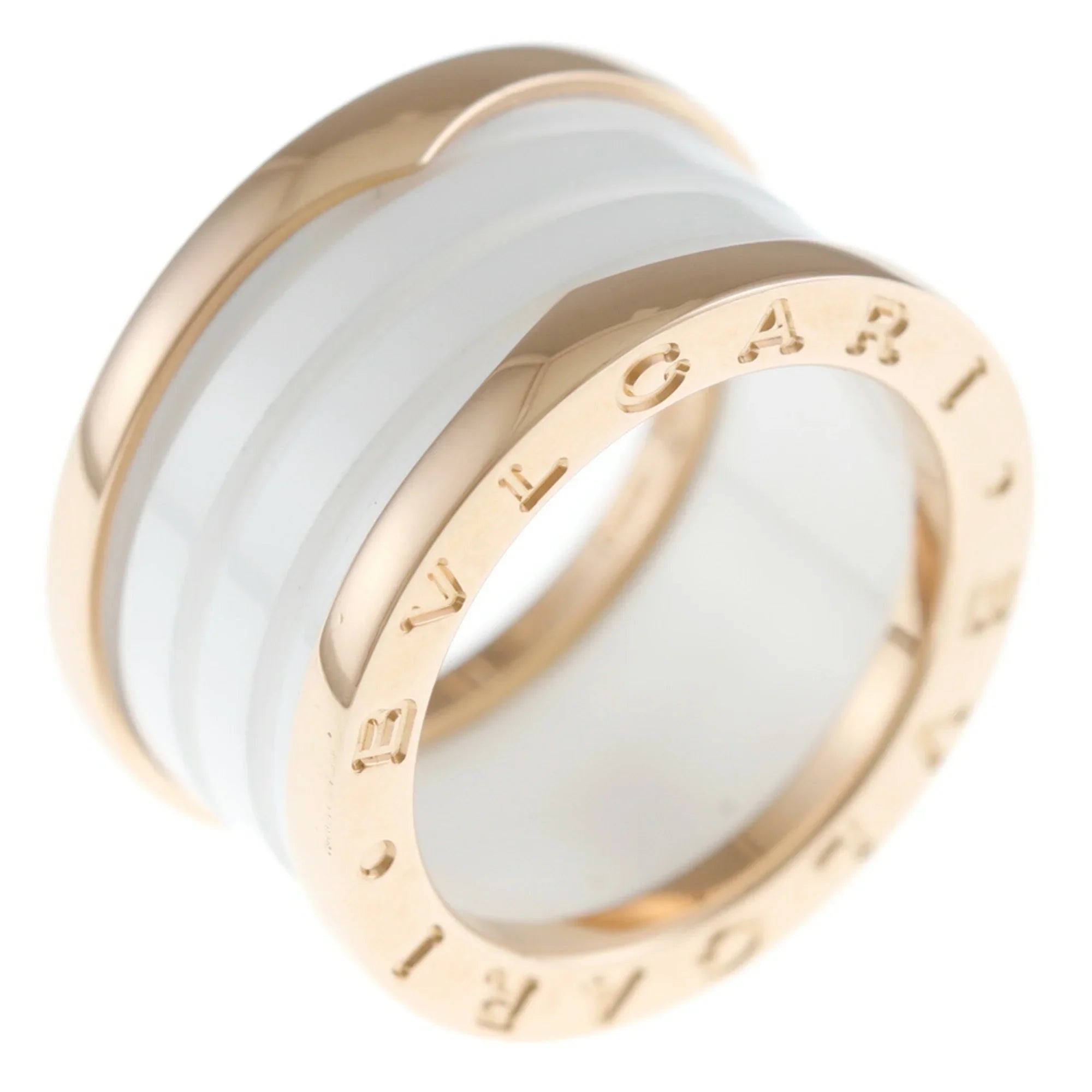 Pre-Owned Bvlgari B Zero One B-zero.1 4 Band Ivory Ceramic Ring No. 10 18K Women's BVLGARI (Good)