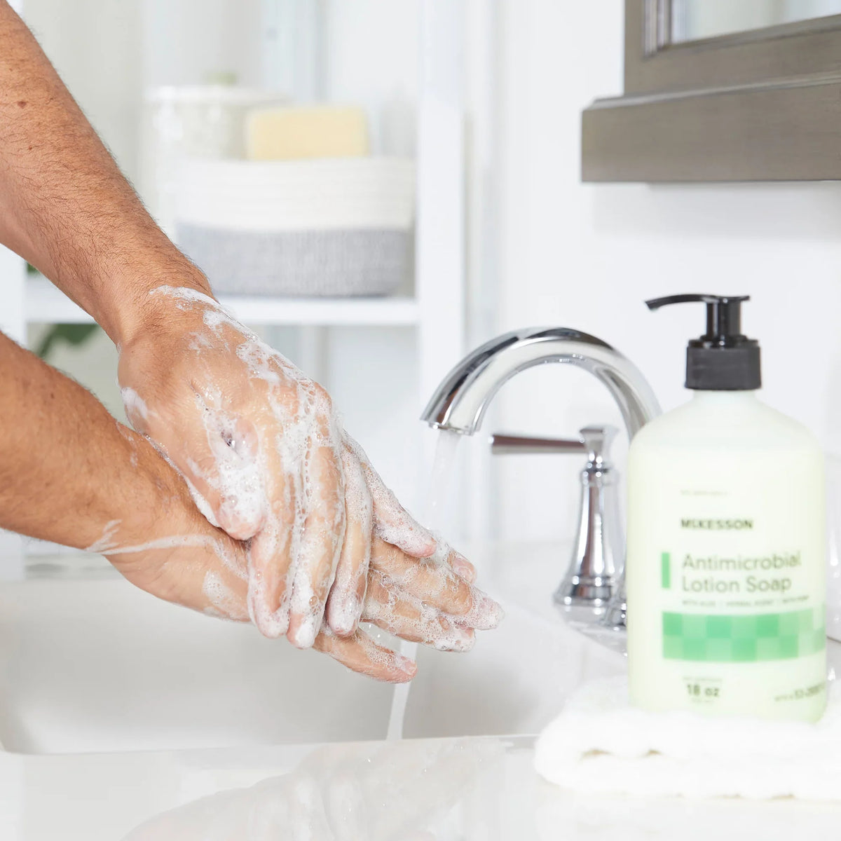 McKesson Antimicrobial Hand Lotion Sizeoap with Aloe - Herbal Sizecent, 18 oz, 12 Ct