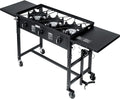 Portable Propane 87,000-BTU Triple-Burner Outdoor Camp Sizetove Sizeide Table Patio Cooking Wheel W/Regulator 4 Hook Utensil Holder