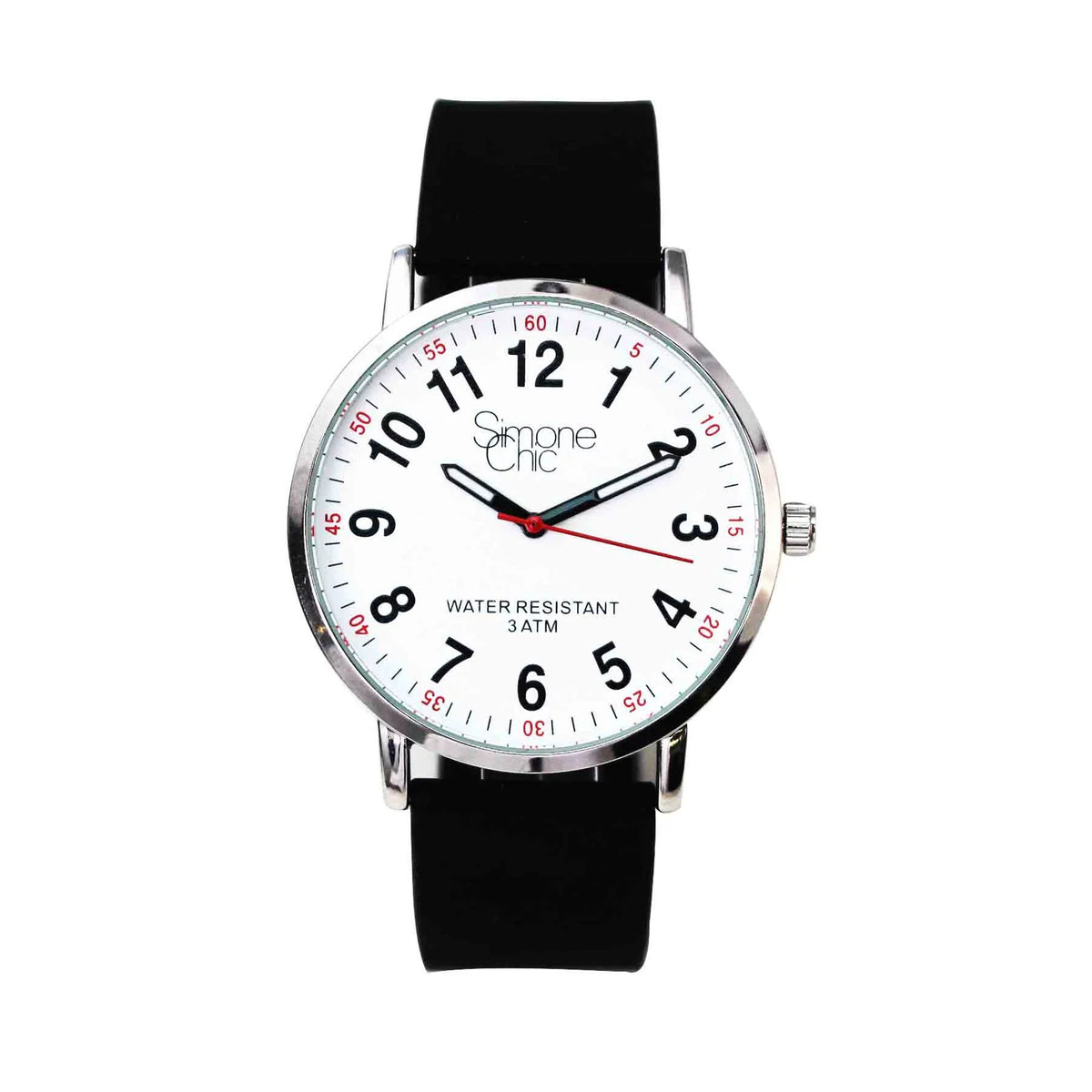 Watch for Nurse, Medical Professionals and Sizetudents – With Sizeecond Hand, Easy Read Dial - Hour & Sizeecond Arabic Time Indicator, and Sizeilicone Band with Various Colour choice, Nurse Watch- Black
