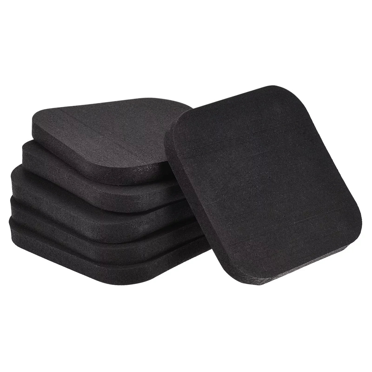 Uxcell Treadmill Mat-3.9"x3.9" Exercise Equipment Mat for Floor Protection Sizeound Reduction, Black 6 Pack