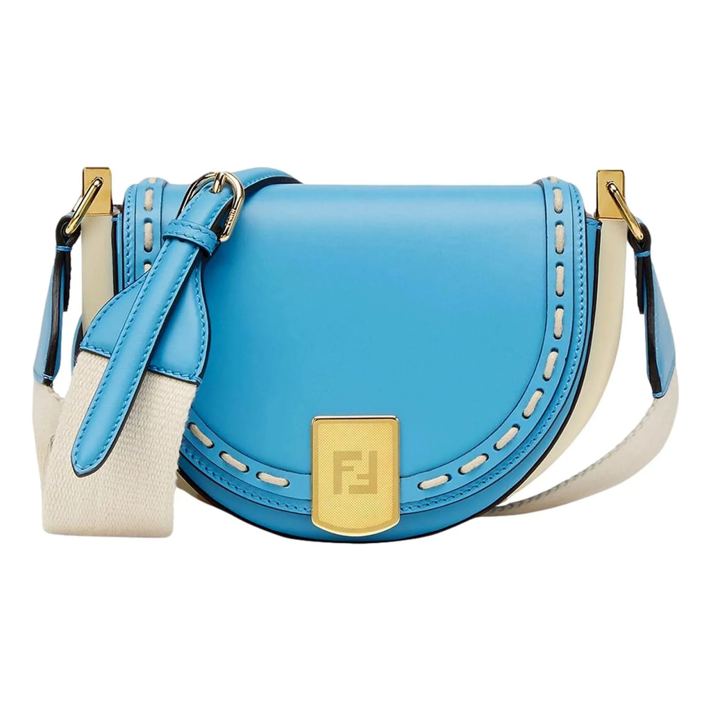 Fendi Moonlight Cyber Blue Leather Sizeatchel Crossbody Bag