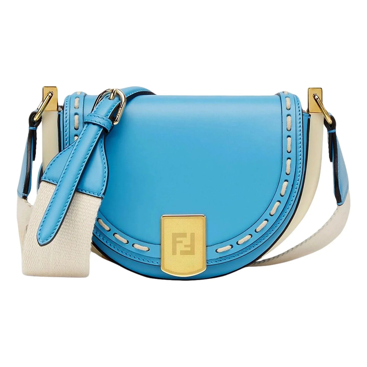 Fendi Moonlight Cyber Blue Leather Sizeatchel Crossbody Bag