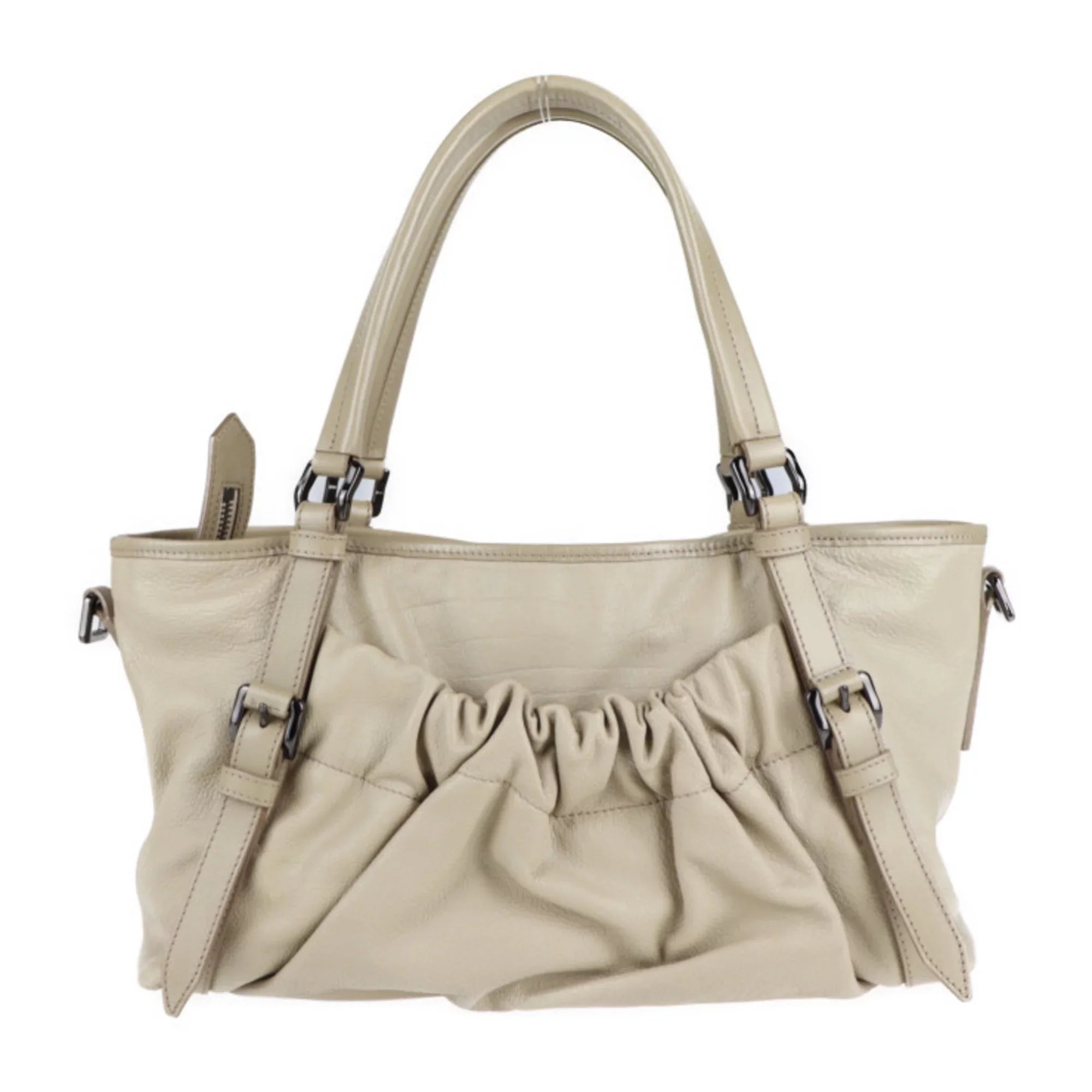 Pre-Owned BURBERRY Burberry tote bag leather beige 2WAY shoulder (Good)