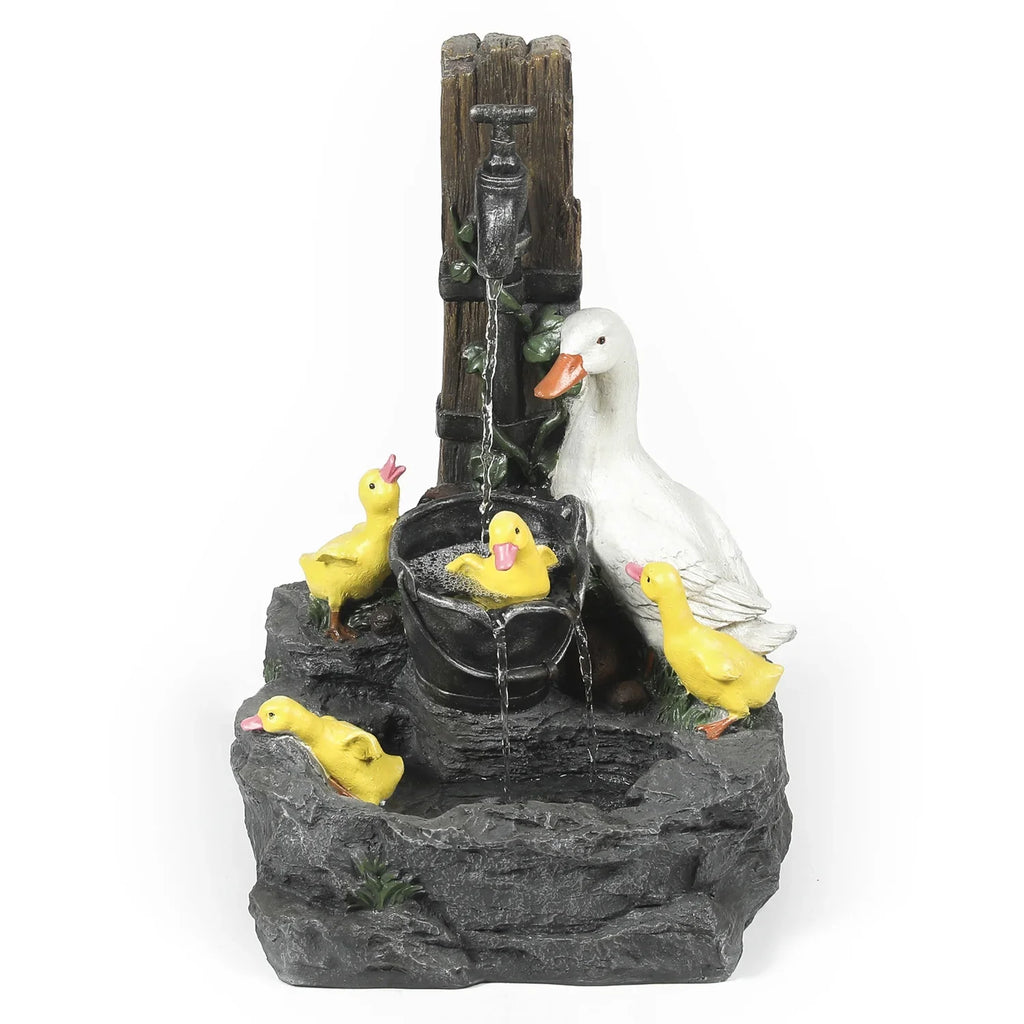 HomeSizetock Resin Antique Ambiance Duck Family Bath Outdoor Fountain