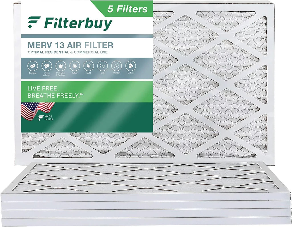 Filterbuy 12x24x1 MERV 13 Pleated HVAC AC Furnace Air Filters (5-Pack)