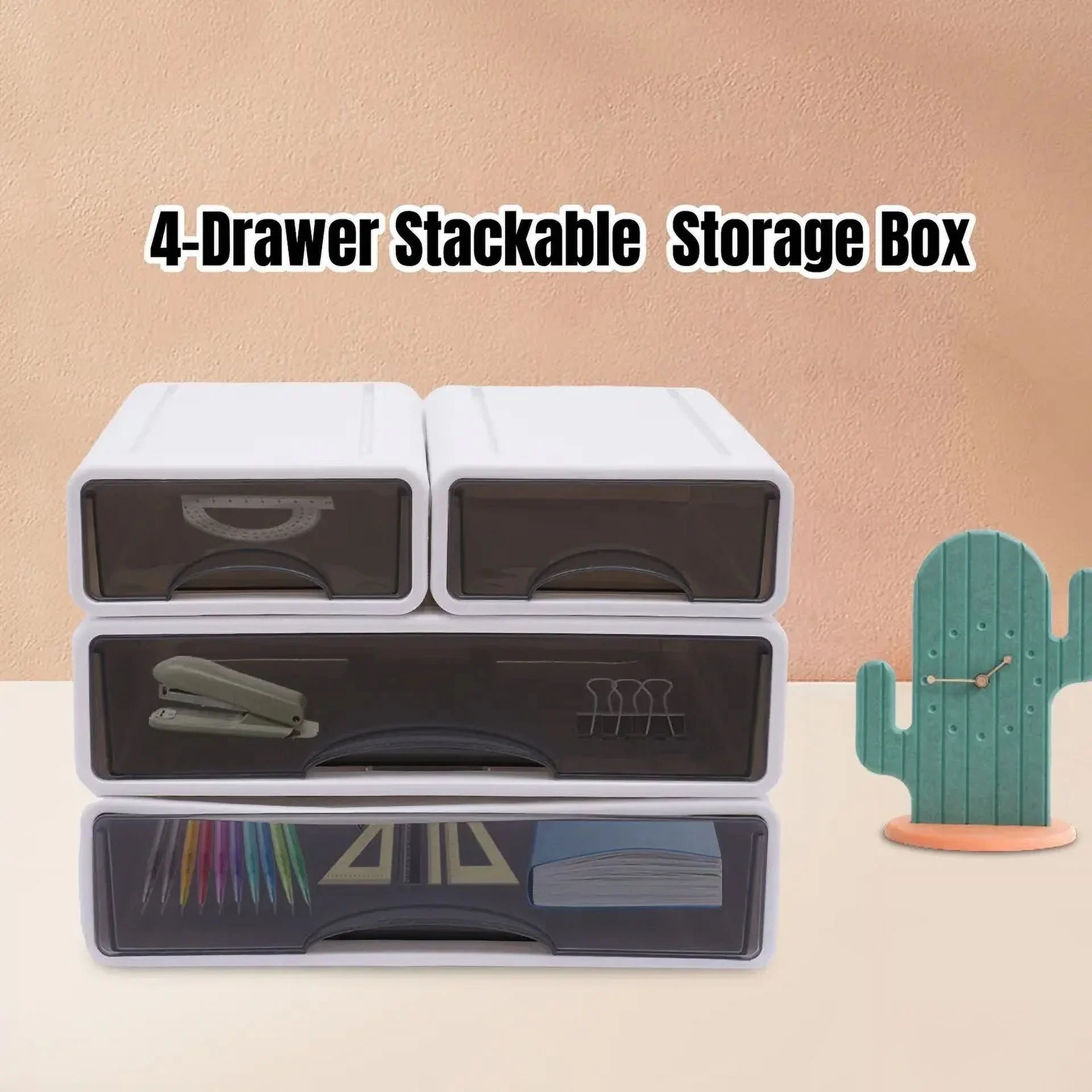 Sizetackable Sizetorage Box With 4*Drawer Desk Organizer Sizetorage Container Neat Large