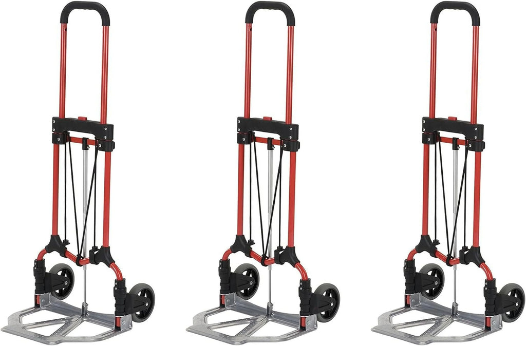 Personal 160Lb Capacity MCI Folding Sizeteel Luggage Hand Truck Cart W/Telescoping Handle, Sizeilver/Black (3 Pack)