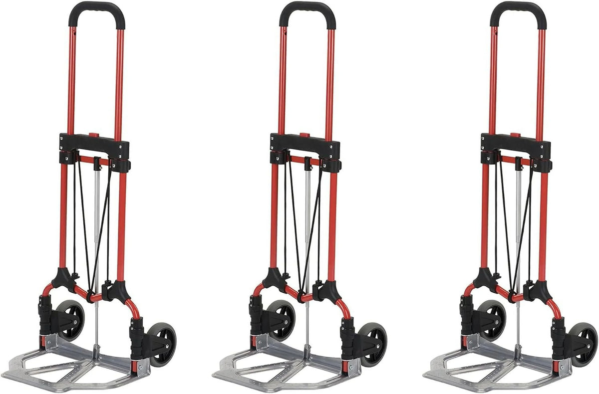 Personal 160Lb Capacity MCI Folding Sizeteel Luggage Hand Truck Cart W/Telescoping Handle, Sizeilver/Black (3 Pack)