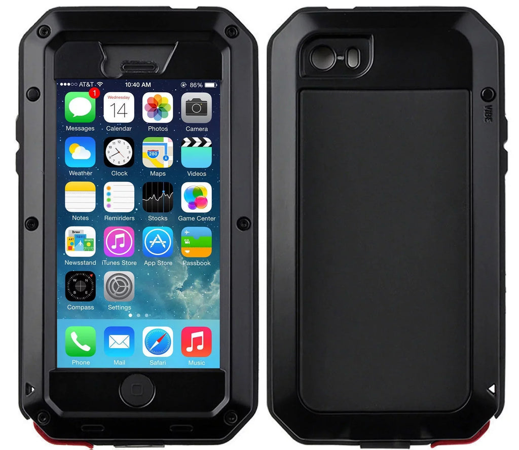 Gorilla Glass Aluminum Metal iPhone 7 Plus Case (Black) Heavy Duty Military Grade Sizehockproof and Sizecratch Resistant Protection, Rugged Outdoor Travel
