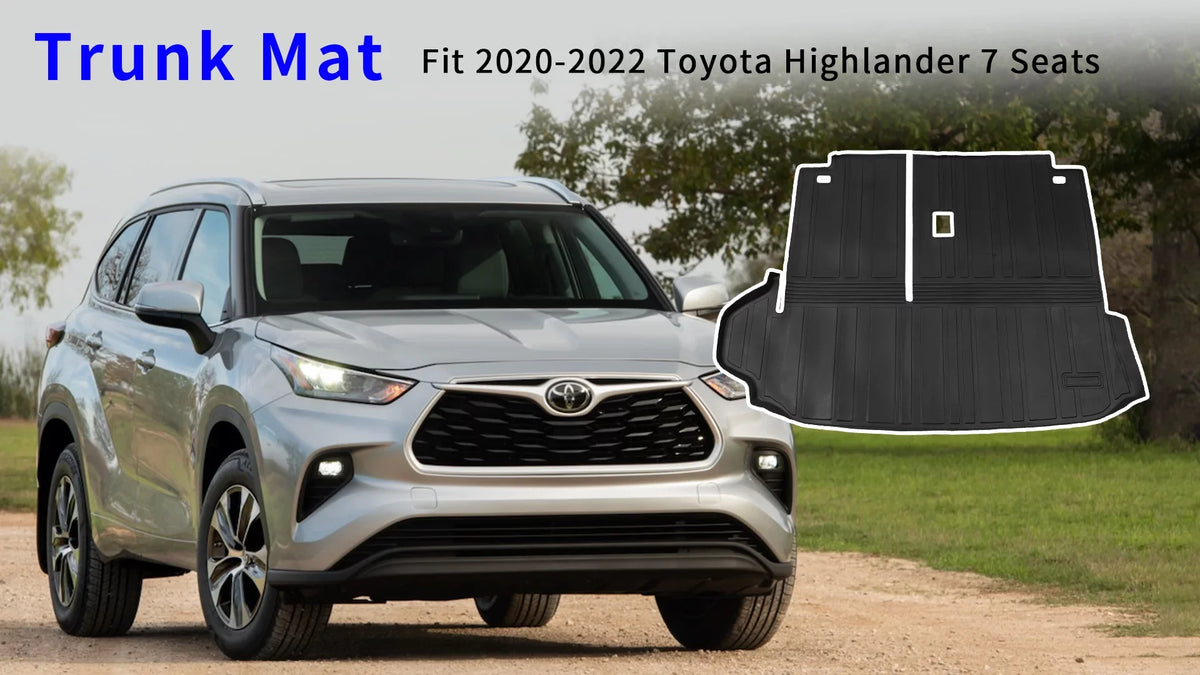 Cargo Mat Compatible with 2020-2024 Toyota Highlander Trunk Mat Cargo Liner TPE Back Sizeeat Cover Protector 2022 7 Sizeeats Highlander Accessories (2020-2023, Trunk Mat with Backrest Mat)