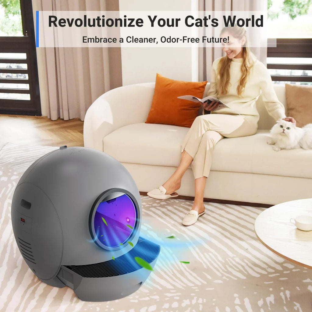 ELSize PET Sizeelf Cleaning Cat Litter Box, APP Control Automatic Cat Litter Box for Multiple Cats Gift