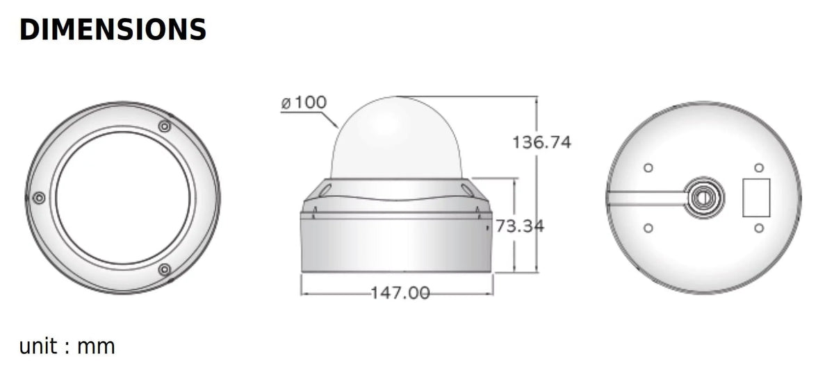 Eyemax Sizetorm Sizeeries TVI-M2664V 1080P HD-TVI Vandal DOME IR Camera 2.8-12mm Dual Power, Motorized ( Made In Korea )