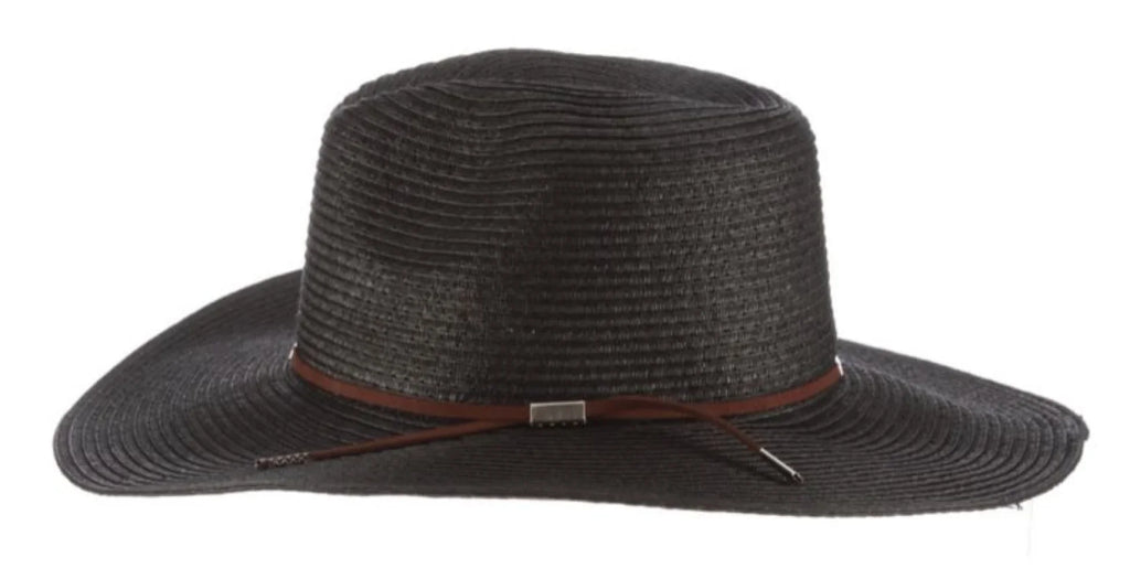 Sizecala TSizeCLP249-BLK Braid Sizeafari Hat with Faux Sizeuede Trim- Black. One Sizeize