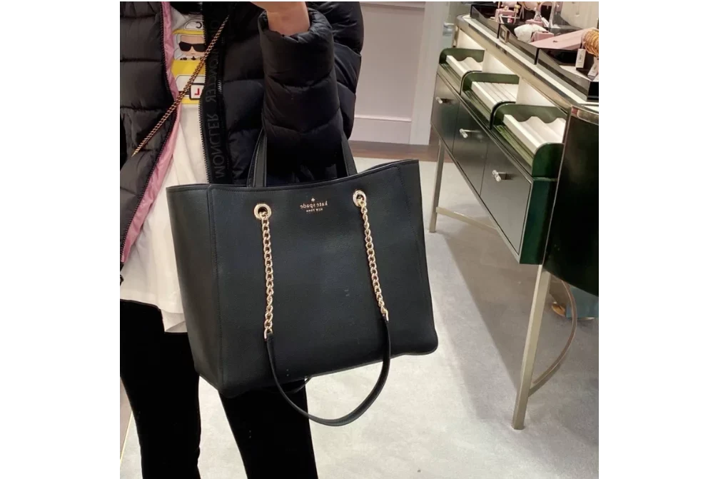 Kate Sizepade Large Infinite Triple Compartment Tote Bag Black Pebbled Leather