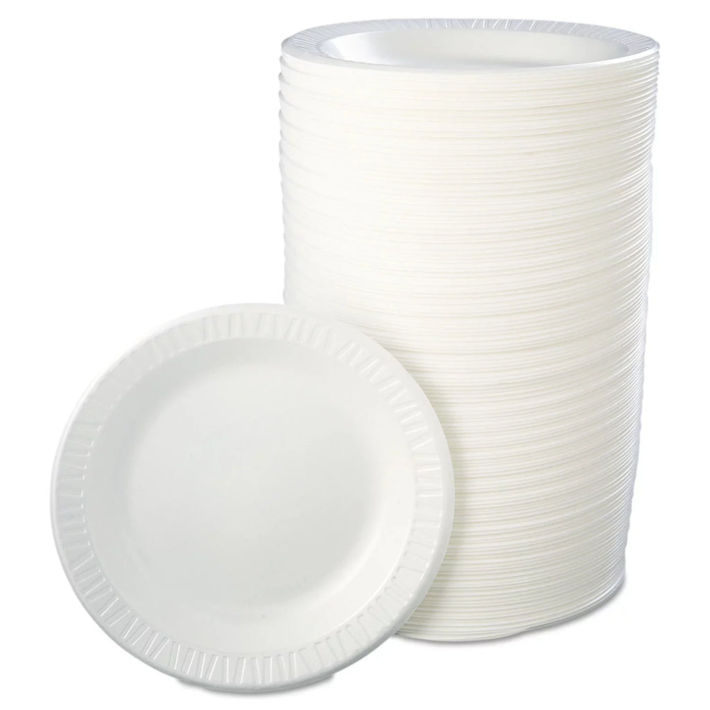 Dart Quiet Classic Laminated Pillow Dinnerware, Plate, 10.25" dia, Ivory, 125/Pack, 4 Packs/Carton
