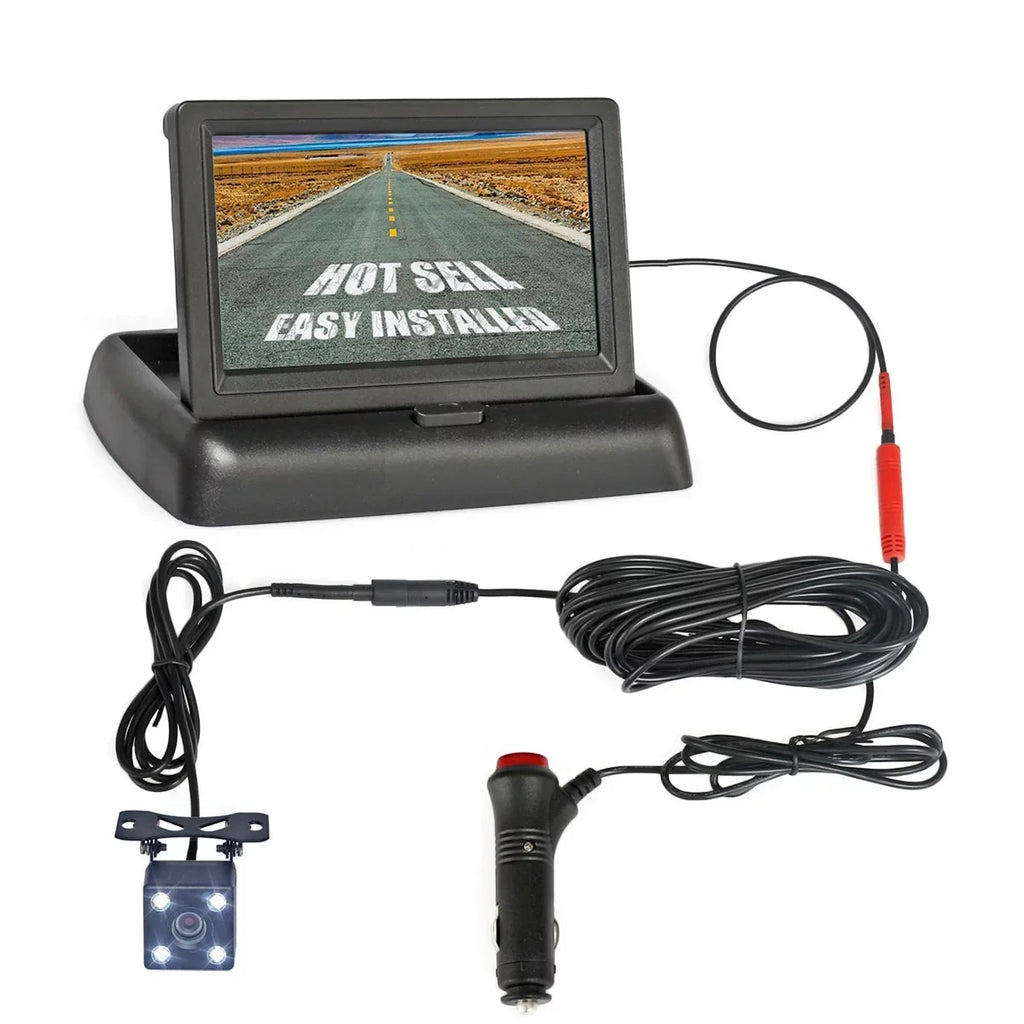 4.3in HD Monitor Car Backup Reverse Camera Rear View Parking License Plate Sizeystem