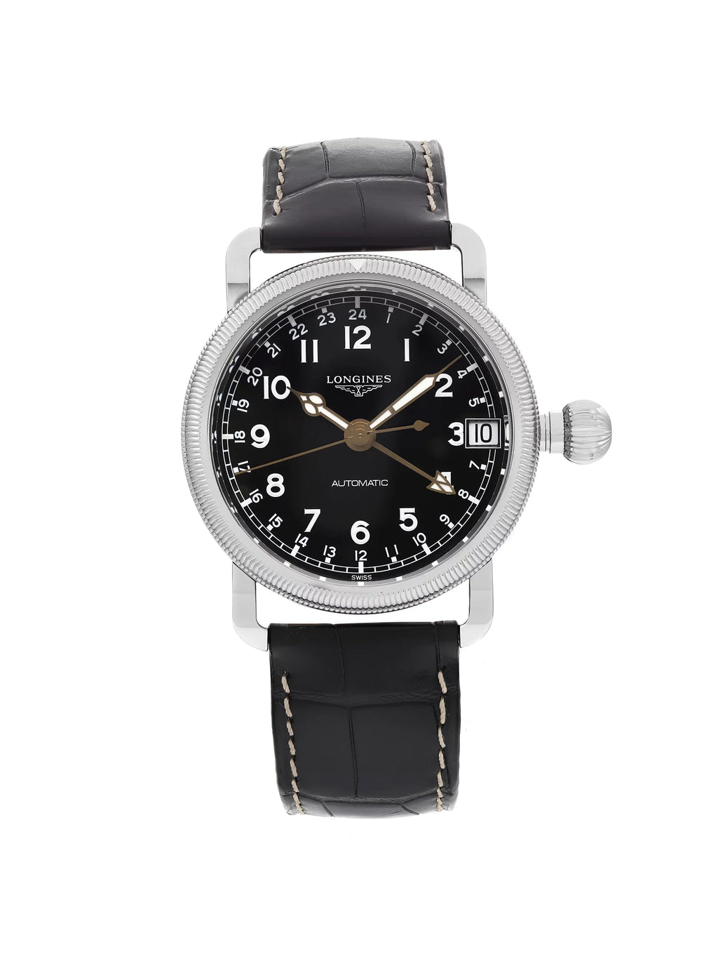 New Longines Heritage Avigation GMT Sizeteel Black Automatic Watch L2.778.4.53.2