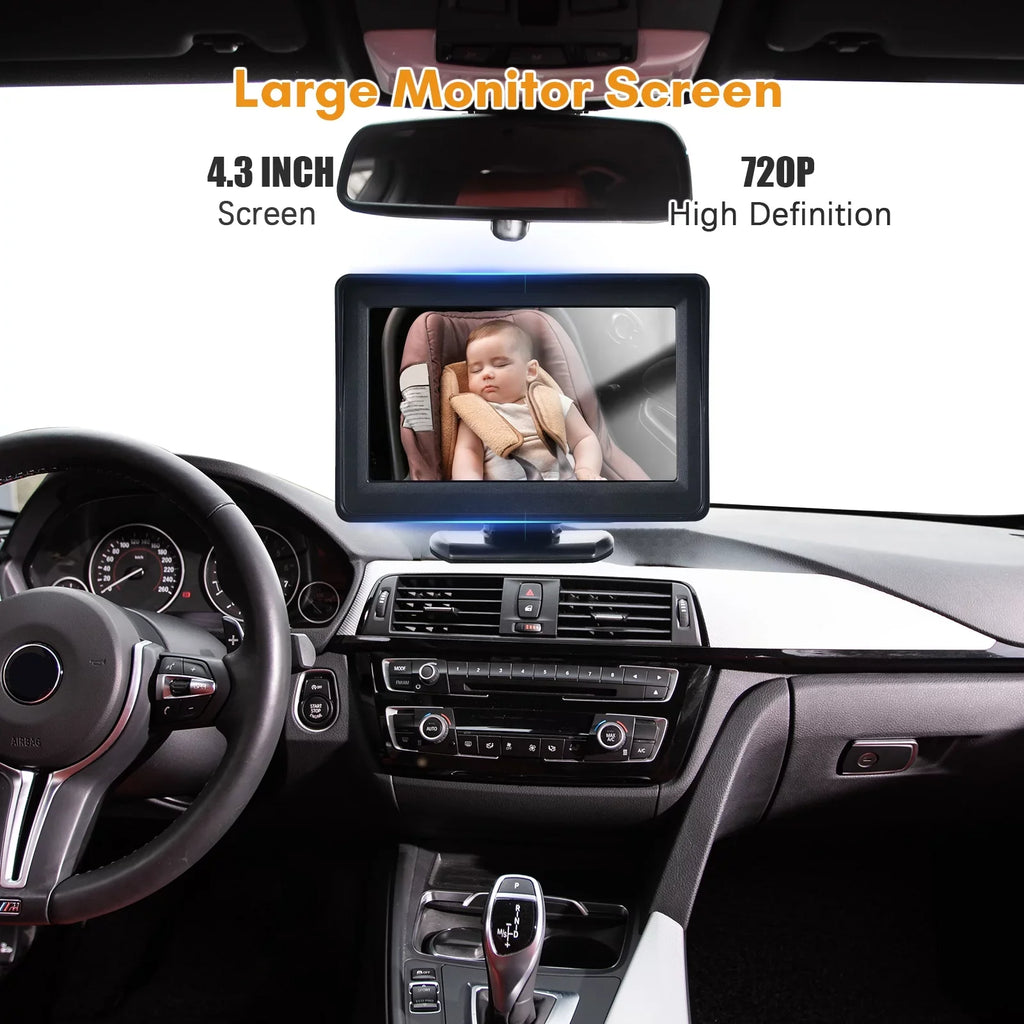 Pristin Invigilator,150° Wide View Monitor Camera Display 150° Wide Camera Easy Installation 4.3 Inch Car Vision Baby Mirror Display 150° Car Monitor 720P Baby Monitor Car Mirror Camera Baby car