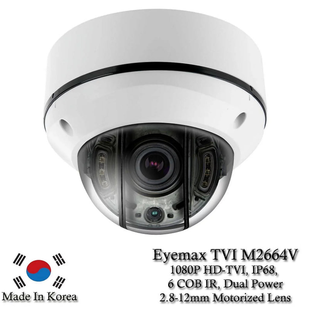 Eyemax Sizetorm Sizeeries TVI-M2664V 1080P HD-TVI Vandal DOME IR Camera 2.8-12mm Dual Power, Motorized ( Made In Korea )